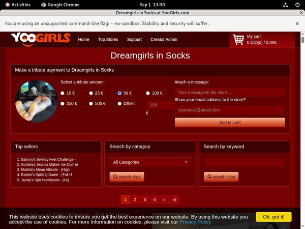 Dreamgirls In Socks Sign Up Page