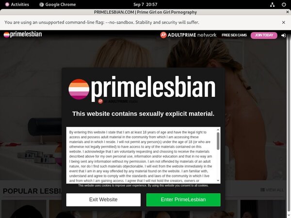 Primelesbian.com Signup Page